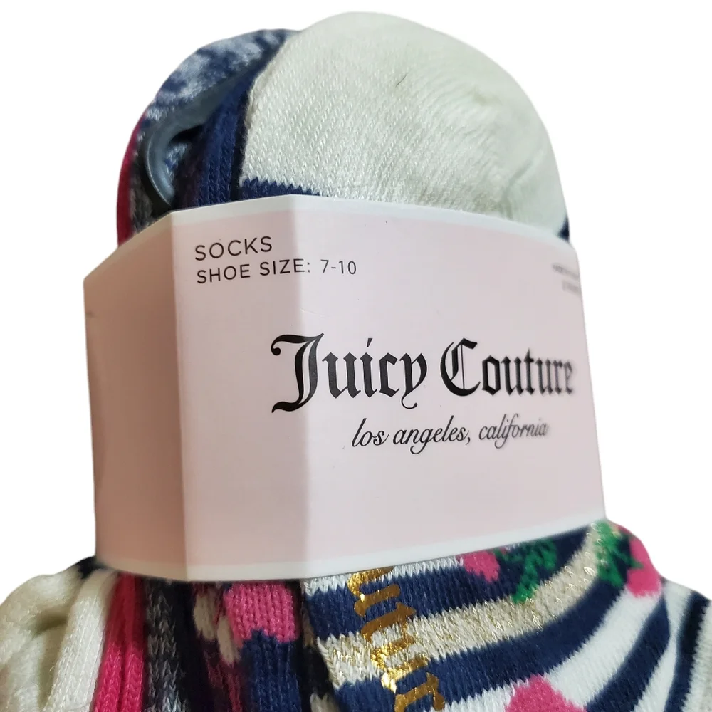 Juicy Couture Girls Ankle Socks Assorted Colors Patterns Size 7-10 New‎ 8 Pairs